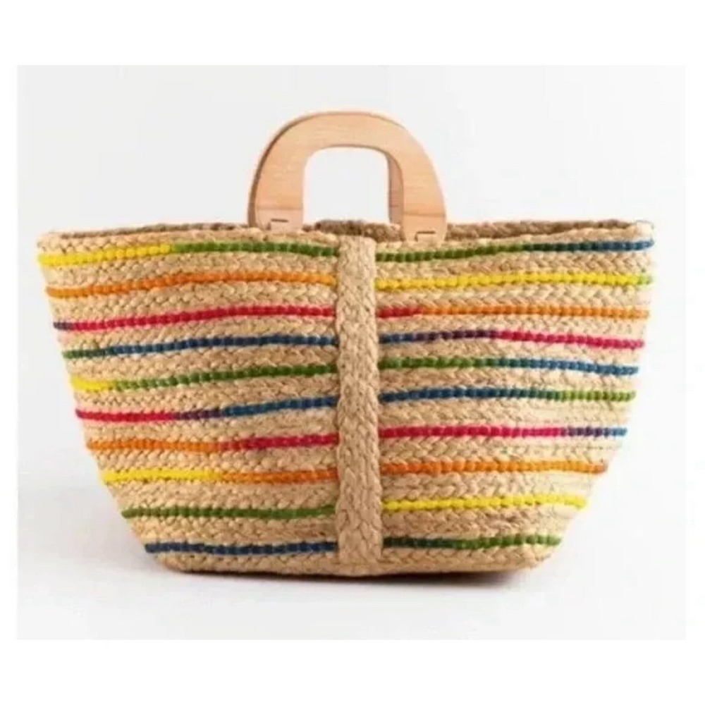 Antik Kraft Tote Purse‎ Women Large Rainbow Boho Beach Hippie Woven Jute